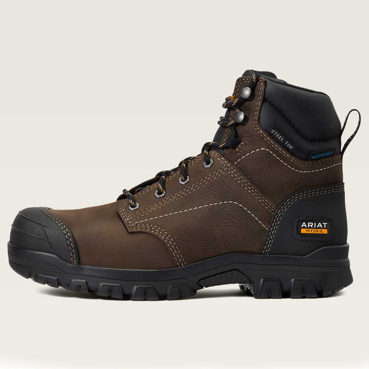 ARIAT Treadfast 6" Waterproof Work Boots – Women's Steel Toe  – Dark Brown