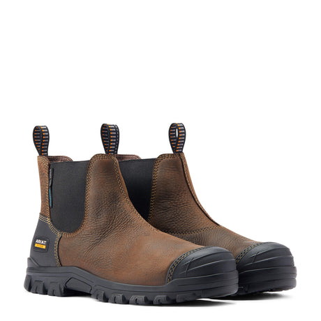 ARIAT Treadfast Chelsea Work Boots - Mens Waterproof Steel Toe Cap - Dark Brown Ariat
