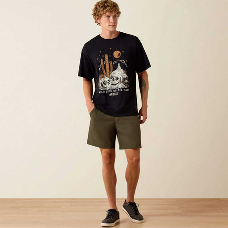 ARIAT Wild Life Boxy T-Shirt - Mens - Washed Black