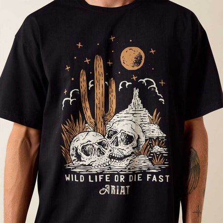 ARIAT Wild Life Boxy T-Shirt - Mens - Washed Black