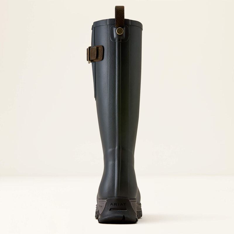 Ariat Woodstock Insulated Rubber Boot in Deep Navy, rear heel view