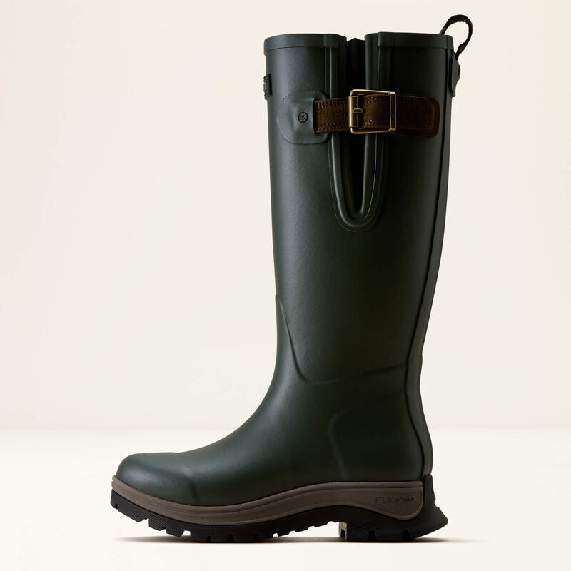 Ariat Woodstock Rubber Boot in Olive Night, outer side view