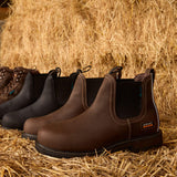 ARIAT Groundbreaker Chelsea Work Boots - Mens H2O Steel Toe Cap - Dark Brown