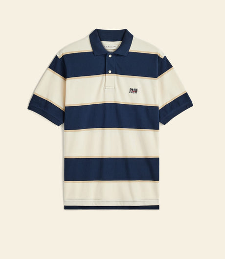 RM Williams Balmain Stripe Polo in Ecru/Navy - view 1