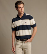 RM Williams Balmain Stripe Polo in Ecru/Navy - view 3