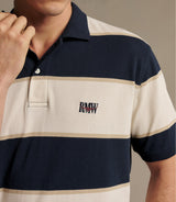 RM Williams Balmain Stripe Polo in Ecru/Navy - view 4