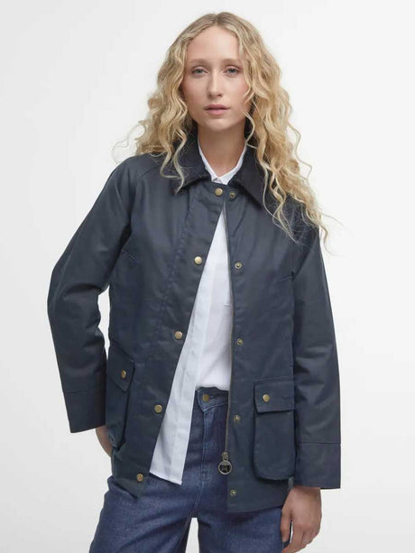 BARBOUR Acorn Wax Jacket - Womens - Classic Navy