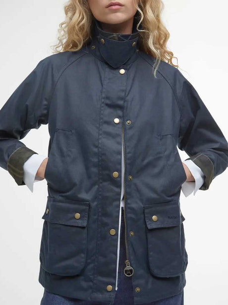 BARBOUR Acorn Wax Jacket - Womens - Classic Navy