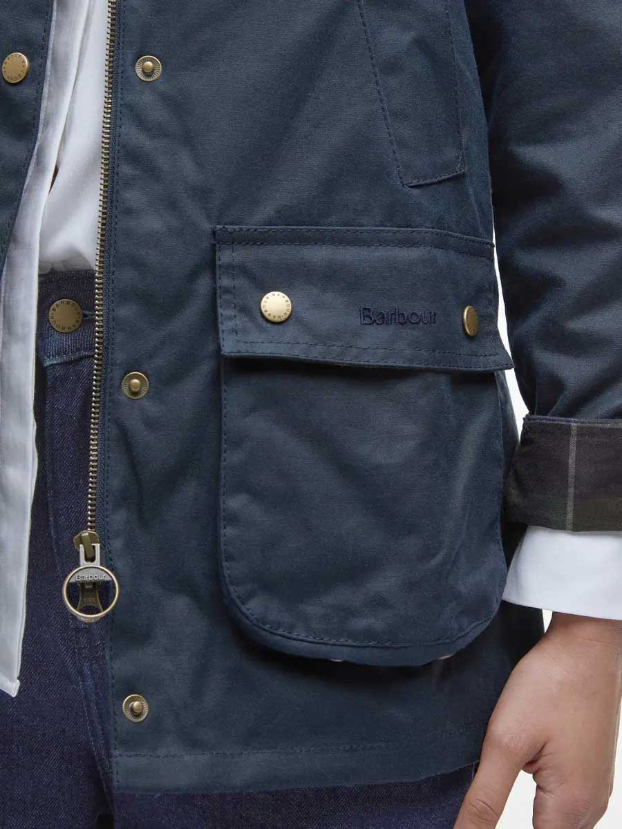 BARBOUR Acorn Wax Jacket - Womens - Classic Navy