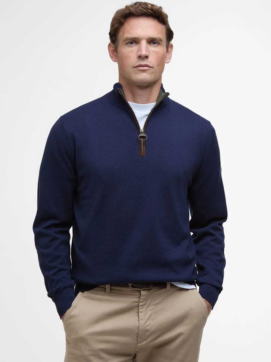 BARBOUR Bayfield Half Zip Jumper - Mens - Classic Navy