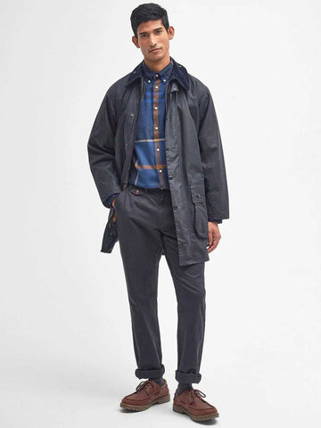 BARBOUR Border Wax Jacket - Mens - Navy – A Farley Country Attire