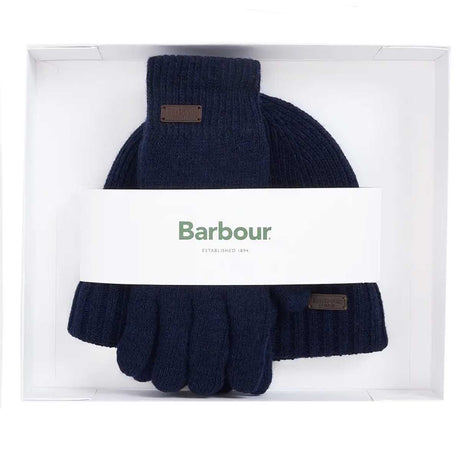 BARBOUR Carlton Beanie & Gloves Gift Set - Navy