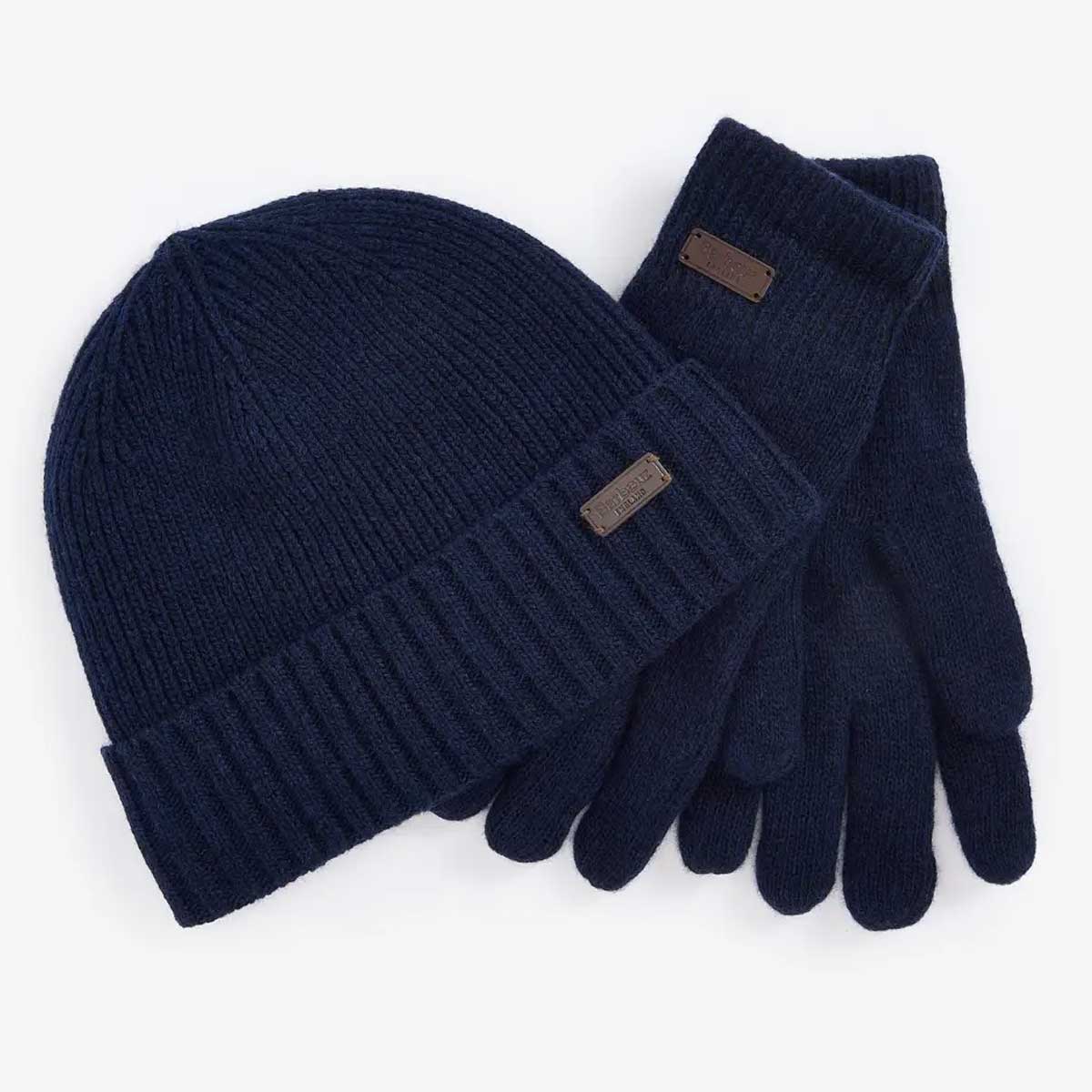 BARBOUR Carlton Beanie & Gloves Gift Set - Navy