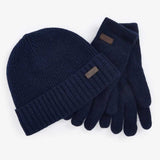 BARBOUR Carlton Beanie & Gloves Gift Set - Navy