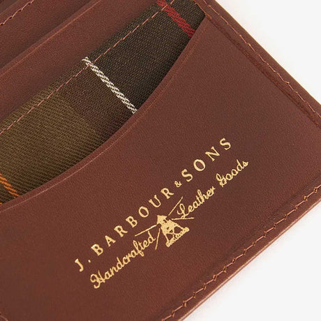 BARBOUR Colwell Leather Billfold Wallet - Brown & Classic Tartan