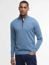 BARBOUR Cotton Half Zip - Mens - Blue Stone