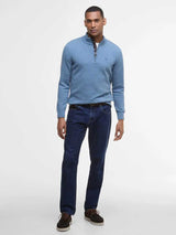 BARBOUR Cotton Half Zip - Mens - Blue Stone