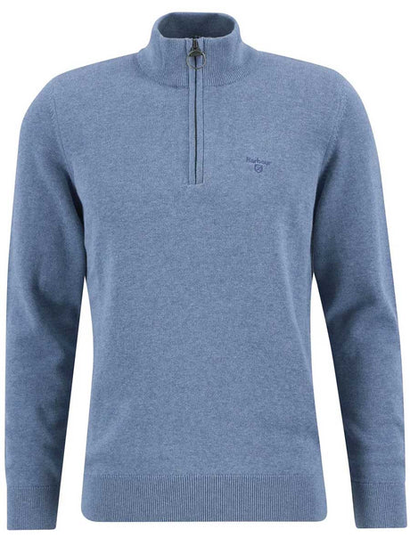 BARBOUR Cotton Half Zip - Mens - Blue Stone