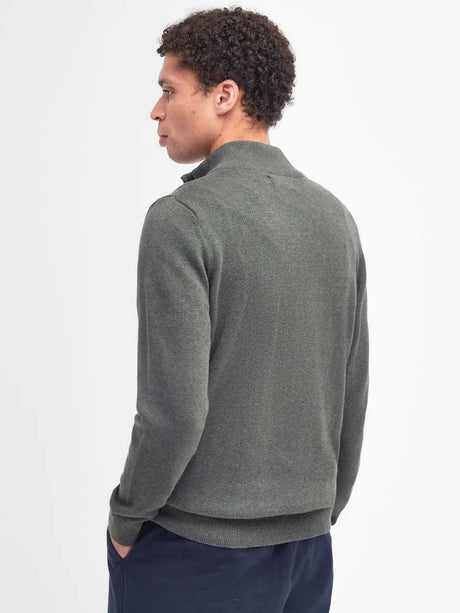 BARBOUR Cotton Half Zip - Mens - Olive Marl