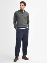 BARBOUR Cotton Half Zip - Mens - Olive Marl