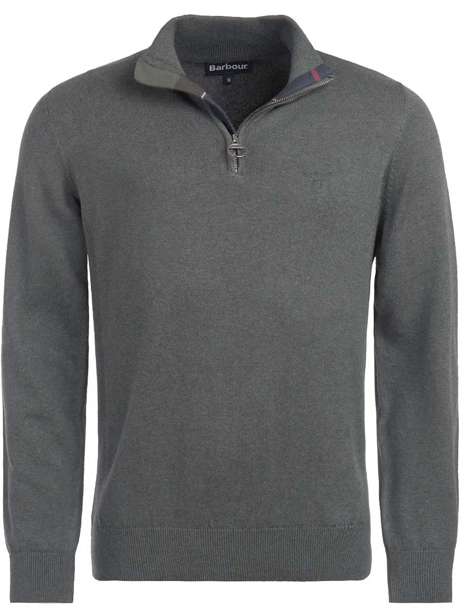 BARBOUR Cotton Half Zip - Mens - Olive Marl
