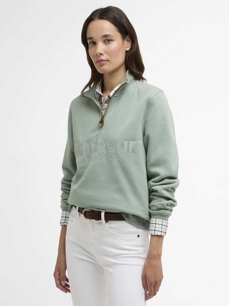 BARBOUR Cynthia Half Zip Sweathshirt - Womens - Blue Sage
