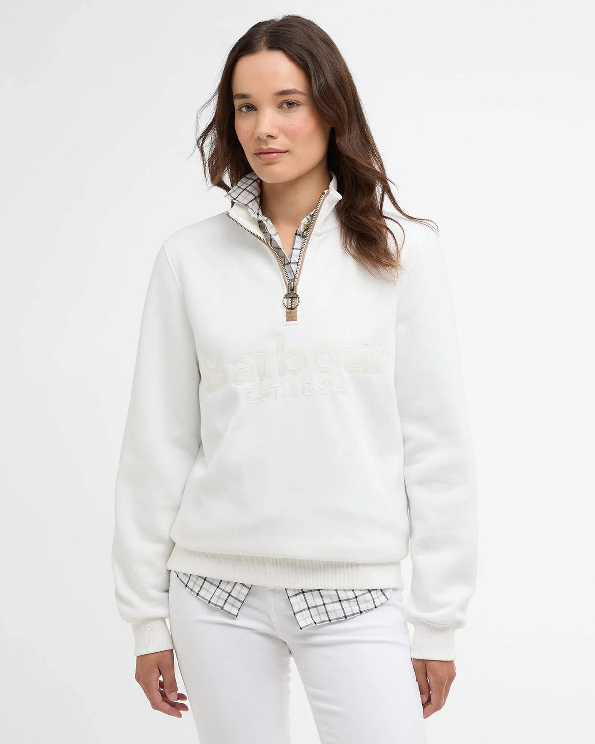 BARBOUR Cynthia Half Zip Sweathshirt - Womens - Cloud