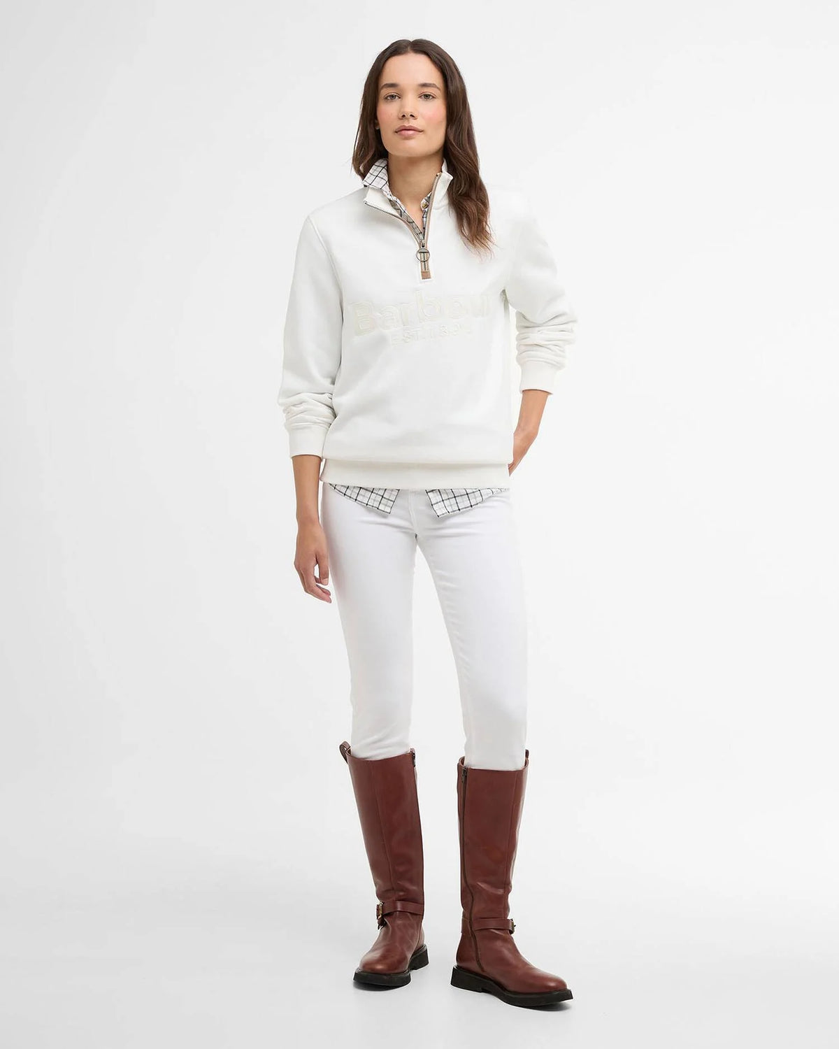 BARBOUR Cynthia Half Zip Sweathshirt - Womens - Cloud