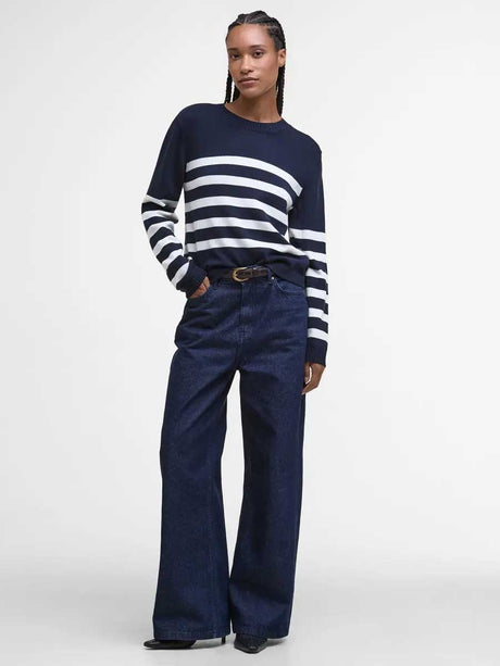 BARBOUR Demi Striped Crew Neck Jumper - Women's - Dark Navy Stripe