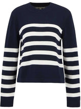 BARBOUR Demi Striped Crew Neck Jumper - Women's - Dark Navy Stripe