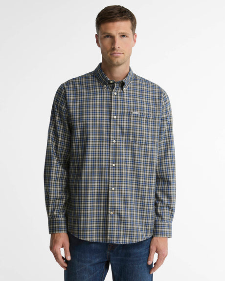BARBOUR Dishford Thermo-Weave Regular Fit Long-Sleeved Shirt - Mens - Olive