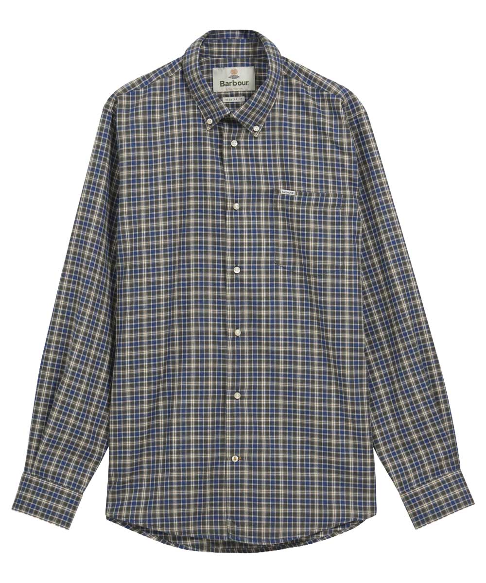 BARBOUR Dishford Thermo-Weave Regular Fit Long-Sleeved Shirt - Mens - Olive