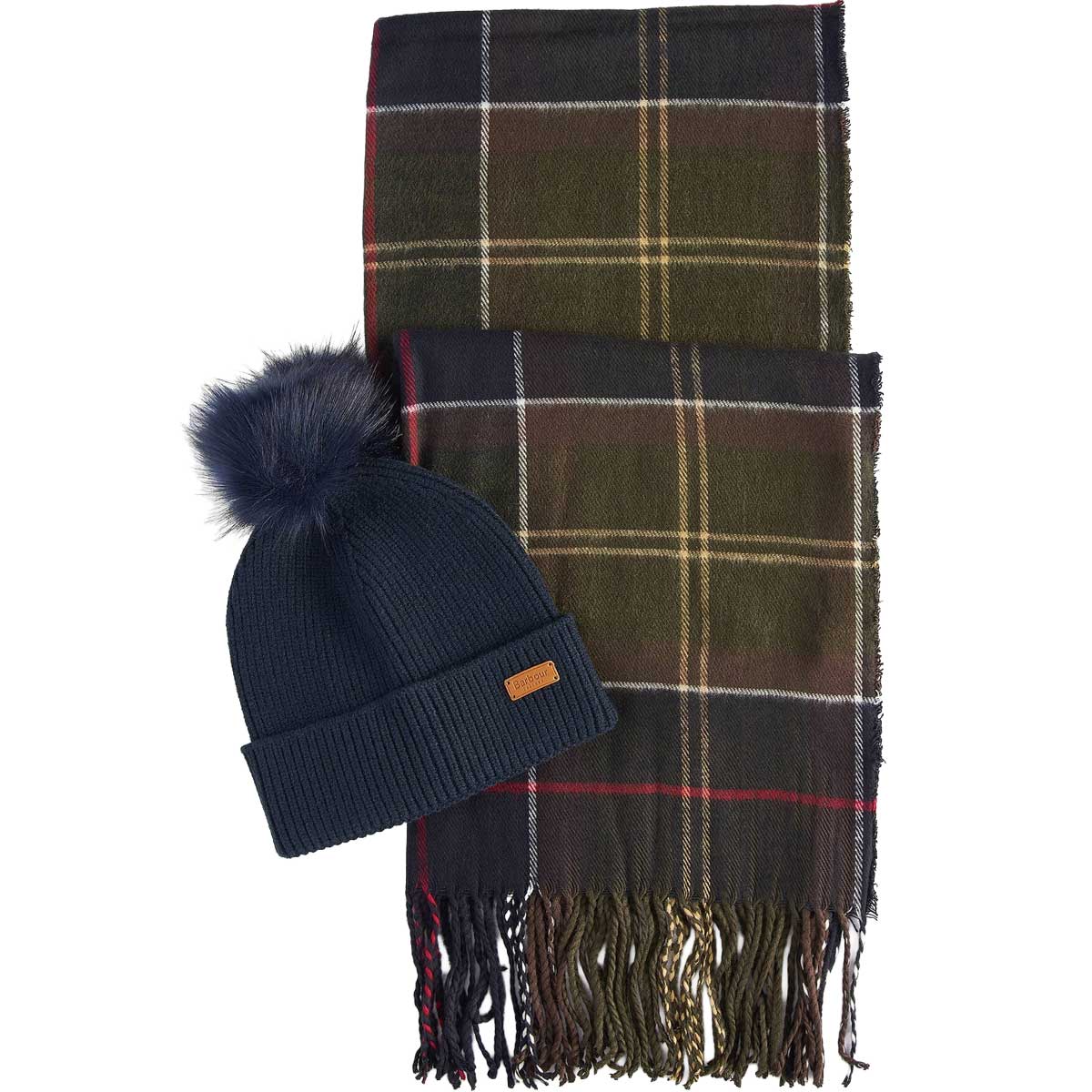 BARBOUR Dover Beanie & Hailes Scarf Gift Set - Classic Tartan