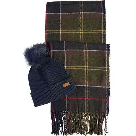 BARBOUR Dover Beanie & Hailes Scarf Gift Set - Classic Tartan