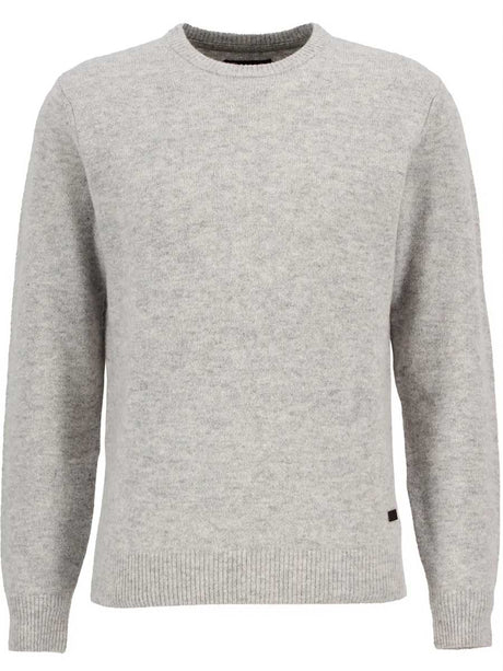 BARBOUR Essential Elbow Patch Crew-Neck Jumper - Mens - Light Grey Marl