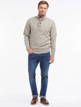 BARBOUR Essential Elbow Patch Half Zip Jumper - Mens - Stone