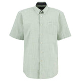 BARBOUR Fleming Linen Blend Short Sleeved Shirt - Mens - Loden Green