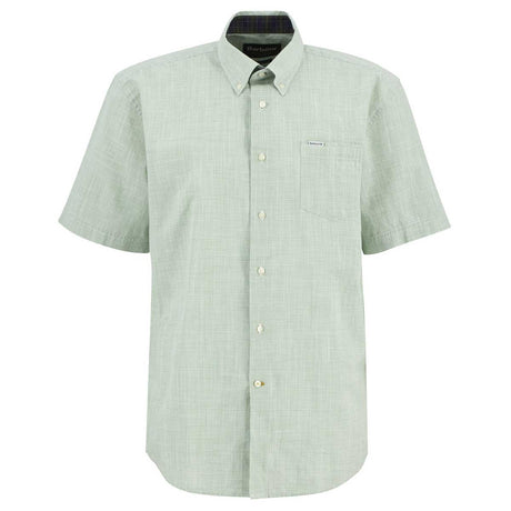 BARBOUR Fleming Linen Blend Short Sleeved Shirt - Mens - Loden Green