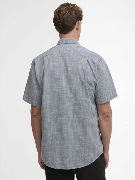BARBOUR Fleming Linen Blend Short Sleeved Shirt - Mens - Navy