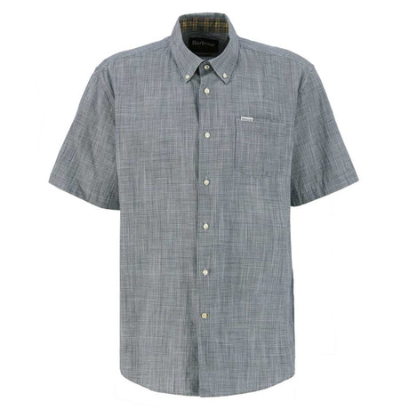 BARBOUR Fleming Linen Blend Short Sleeved Shirt - Mens - Navy