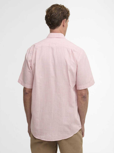 BARBOUR Fleming Linen Blend Short Sleeved Shirt - Mens - Pink