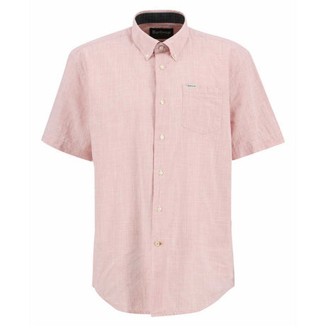 BARBOUR Fleming Linen Blend Short Sleeved Shirt - Mens - Pink