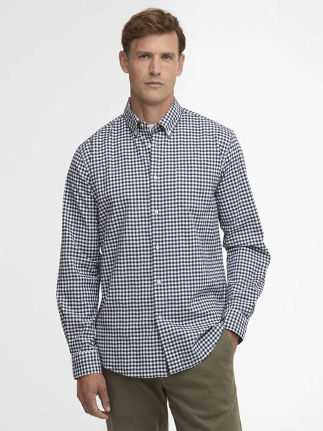 BARBOUR Gingham Aukside Regular Shirt - Mens - Navy