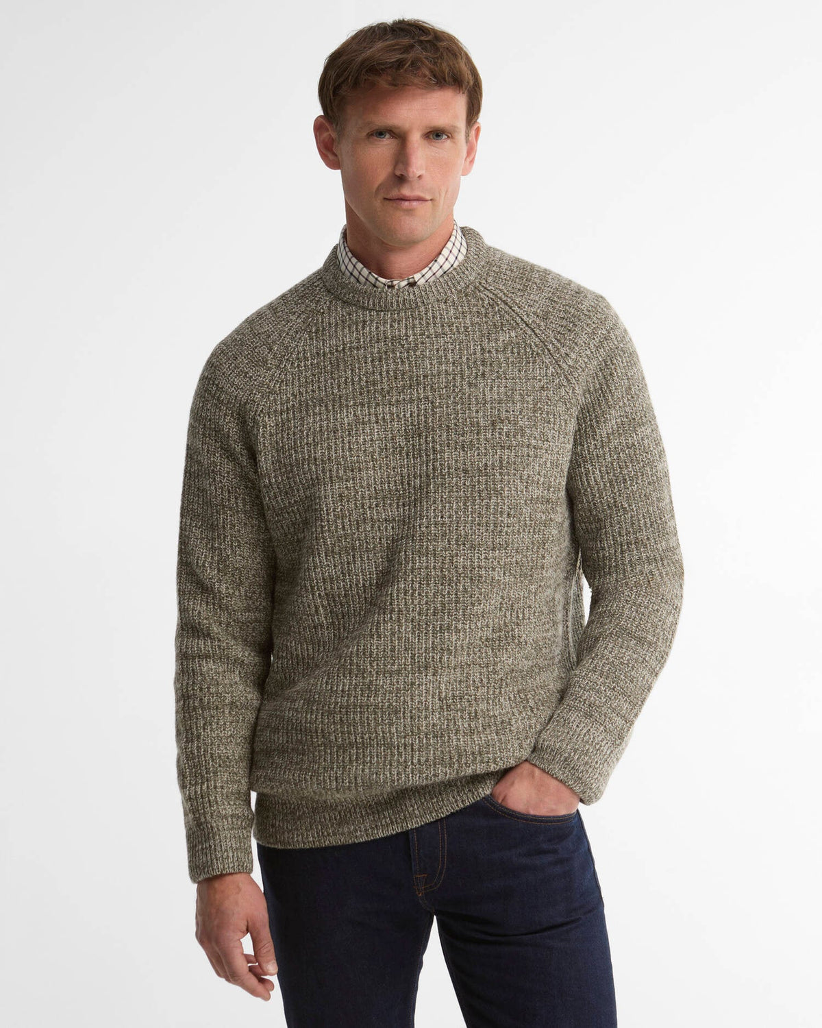 BARBOUR Horseford Crew Neck Jumper - Mens - Shadow Green