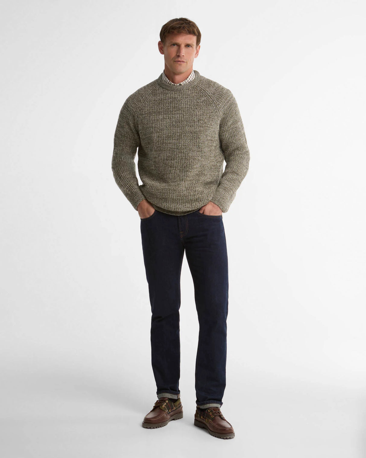 BARBOUR Horseford Crew Neck Jumper - Mens - Shadow Green
