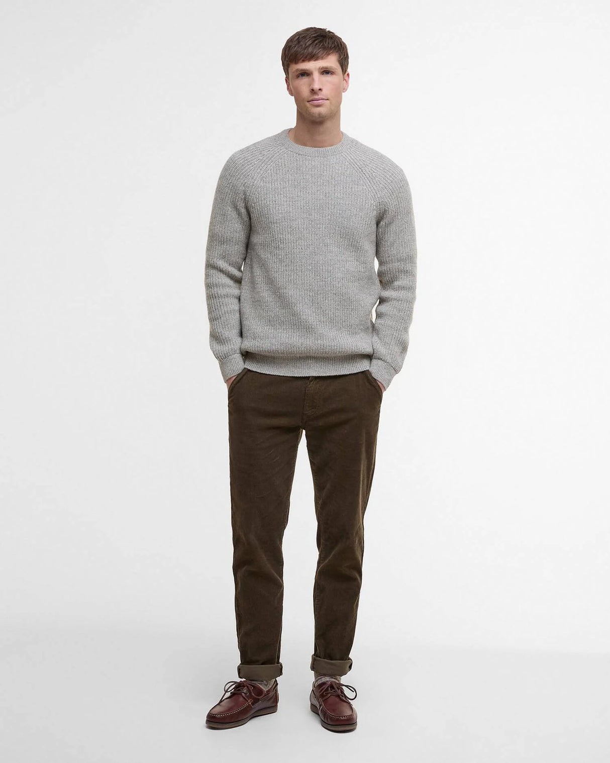 BARBOUR Horseford Crew Neck Jumper - Mens - Stone