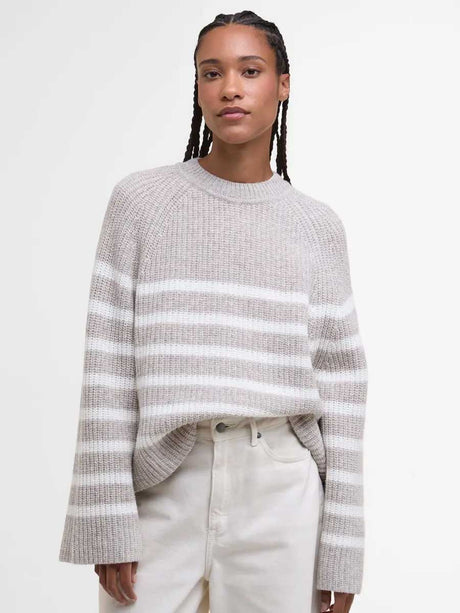 BARBOUR Irene Striped Crew Neck Jumper - Women's - Oat Stripe