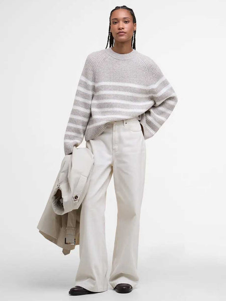 BARBOUR Irene Striped Crew Neck Jumper - Women's - Oat Stripe