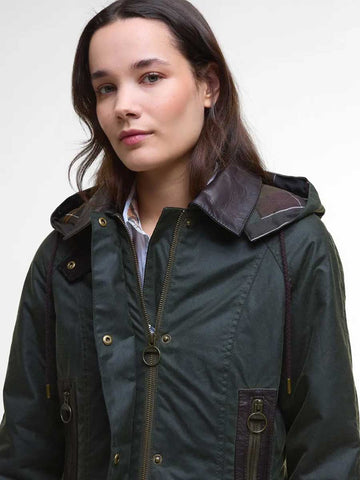 BARBOUR Ivy Hooded Waxed Jacket Women's Fern UK