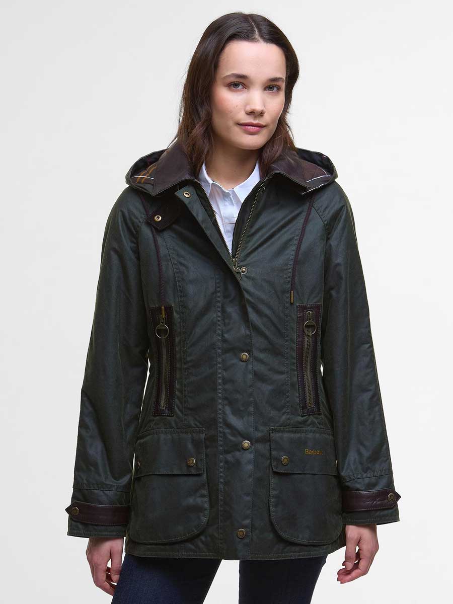 BARBOUR Ivy Hooded Waxed Jacket Women's Fern
